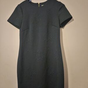 Calvin Klein Forest Green Textured Knee Length Dress